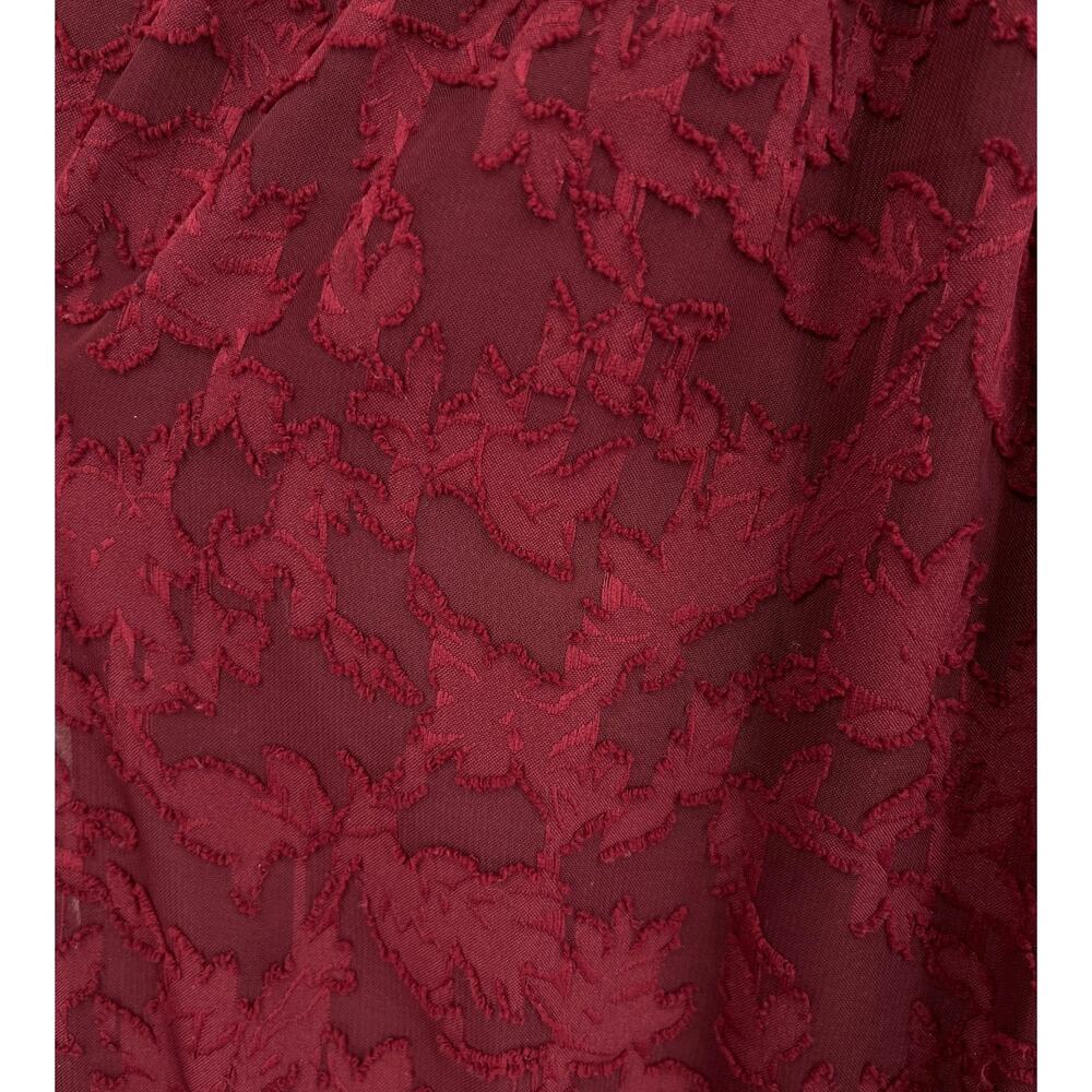 Eliza J Dress floral long sleeve tiered dark red size 2 - Picture 4 of 7